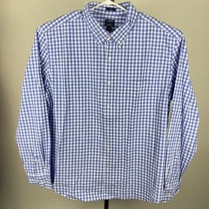 J. Crew Mens Long Sleeve Shirt Button Up Untucked Blue White Size XX-Large BE208